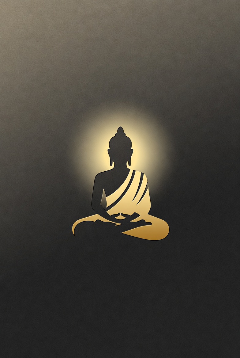 Buddha silhouette in golden light